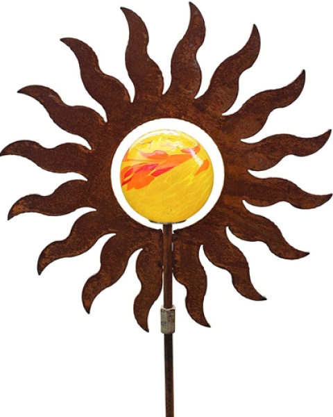 Gartenstecker Sonne mit Glas 145cm